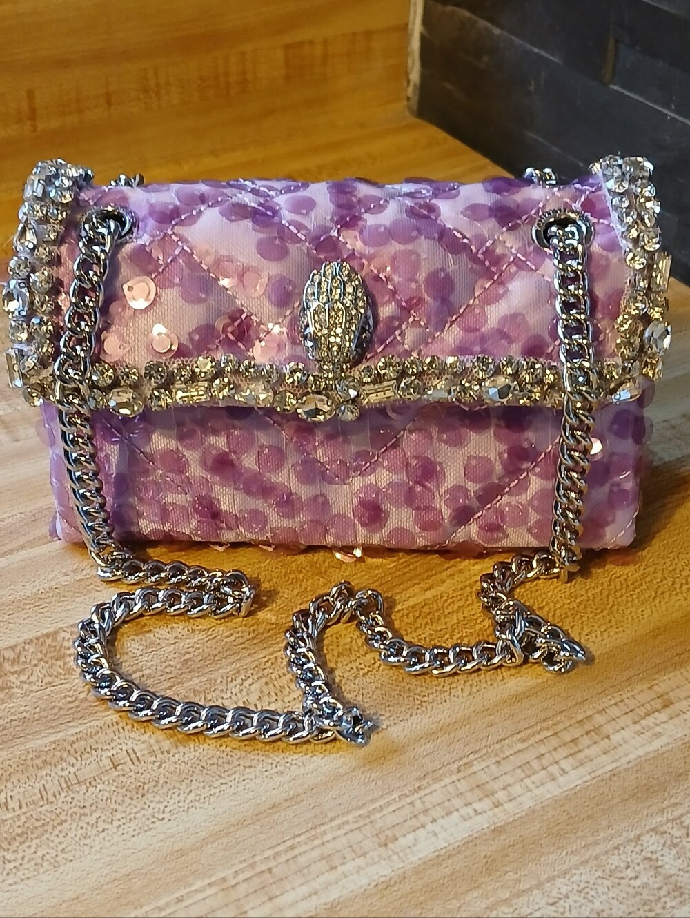 Kurt Geiger NWT Purple Sequin & Bling Small Kensington & Dustbag